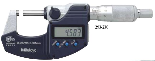防冷却液千分尺 293 系列 — 达到IP65 尘/ 水防护标准